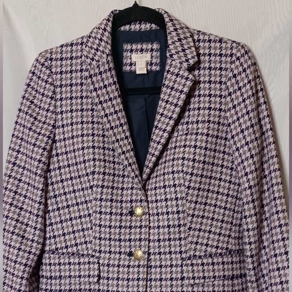 J.CREW Women's Wool Blend Houndstooth Blazer. Size 4 - Picture 7 of 16